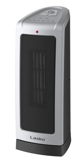 Lasko 1500W Oscillating Ceramic Tower Space Heater with Adjustable Thermostat, 2-Speeds, 5309, Silver