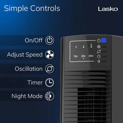 Lasko Wind Tower® 35" Tower Fan with Nighttime Mode and Remote Control