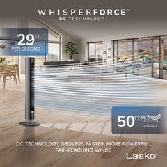 Lasko TDC40 WhisperForce™ DC 40" Tower Fan (12-speed, remote, black)
