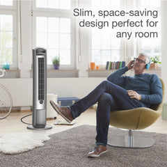Lasko 42" Wind Curve Tower Fan with Ionizer and Remote, 2551, Silver