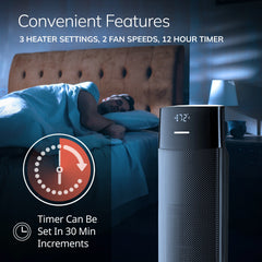 Lasko CT24950 Ellipse 24" Tower Space Heater with Remote Control, Black