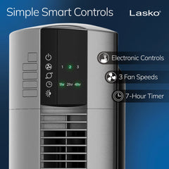 Lasko 48" Space-Saving Oscillating Performance Tower Fan with Remote, T48314, Grey