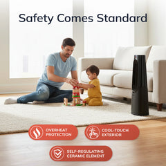 Lasko CW100 1500W Bladeless Tower Heater with Remote Control