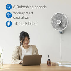 Lasko M16900 16" 3-Speed Oscillating Wall Mount Fan