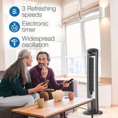 Lasko 42" Wind Curve Tower Fan with Ionizer and Remote, 2551, Silver