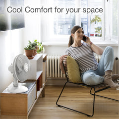 Lasko 12" Oscillating 3-Speed Personal Table Fan, D12225, White