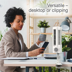 Lasko 10" Clip Stik Desk Ultra-Slim 2-Speed Table Fan, 4006, White