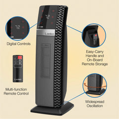 Lasko Elite Collection 1500W Ceramic Tower Space Heater with Tip-Over Switch, CT22445