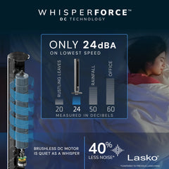 Lasko TDC40 WhisperForce™ DC 40" Tower Fan (12-speed, remote, black)
