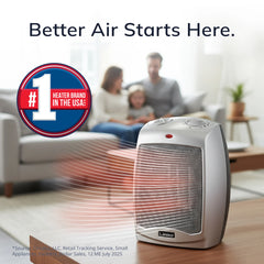 Lasko 1500W Electric Ceramic Space Heater with Adjustable Thermostat, 754200, Silver