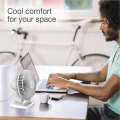 Lasko 6" 2-Speed Personal Table Fan with Storage Tray, 2002W, White