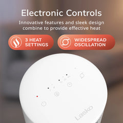Lasko CD09475 9" Oscillating Personal Desktop Ceramic Space Heater with Tip-Over Switch: White