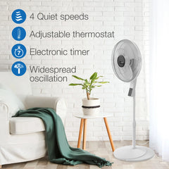 Pedestal Fan with Remote Oscillation and Thermostat