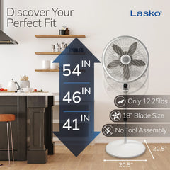Lasko Cyclone® 18" Pedestal Fan with 3 Speeds, 4-Hr Timer, Remote Control