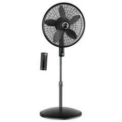 Lasko WhisperForce™ 18" 4-speed EcoQuiet DC Motor Pedestal Fan with Remote & Timer (black, model S18708)