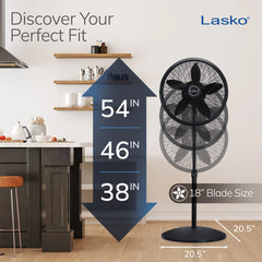 Lasko Performance 18" 3-speed Pedestal Fan (black, model 1827)