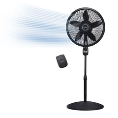 Lasko Cyclone® 18" 3-speed Pedestal Fan with Remote & Timer (black, model 1843)