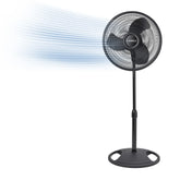 Lasko S16500 16" Oscillating 3 Speed Pedestal Fan: black