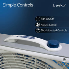 Lasko 20" Weather-Shield Performance Box Fan with High Performance Grill and 3 Speeds, 3720, White