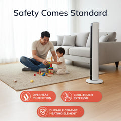 Lasko 1500W Electric All Season Tower Fan & Space Heater with Timer and Remote, FH500, White