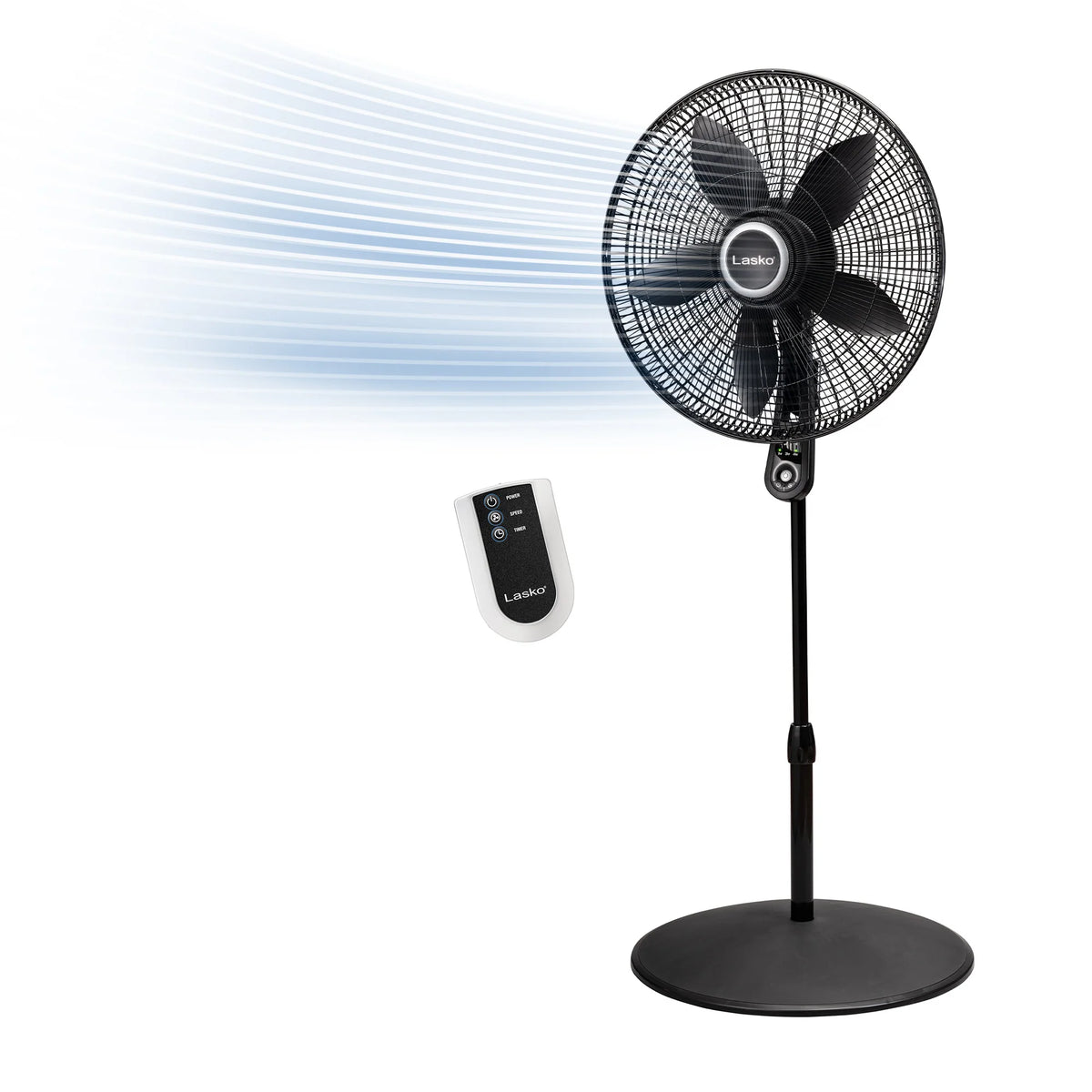 Lasko Performance 20" 4-speed Pedestal Fan with Remote & Timer (black, model S20625)
