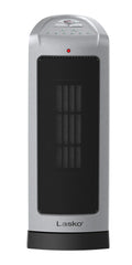 Lasko 1500W Oscillating Ceramic Tower Space Heater with Adjustable Thermostat, 2-Speeds, 5309, Silver