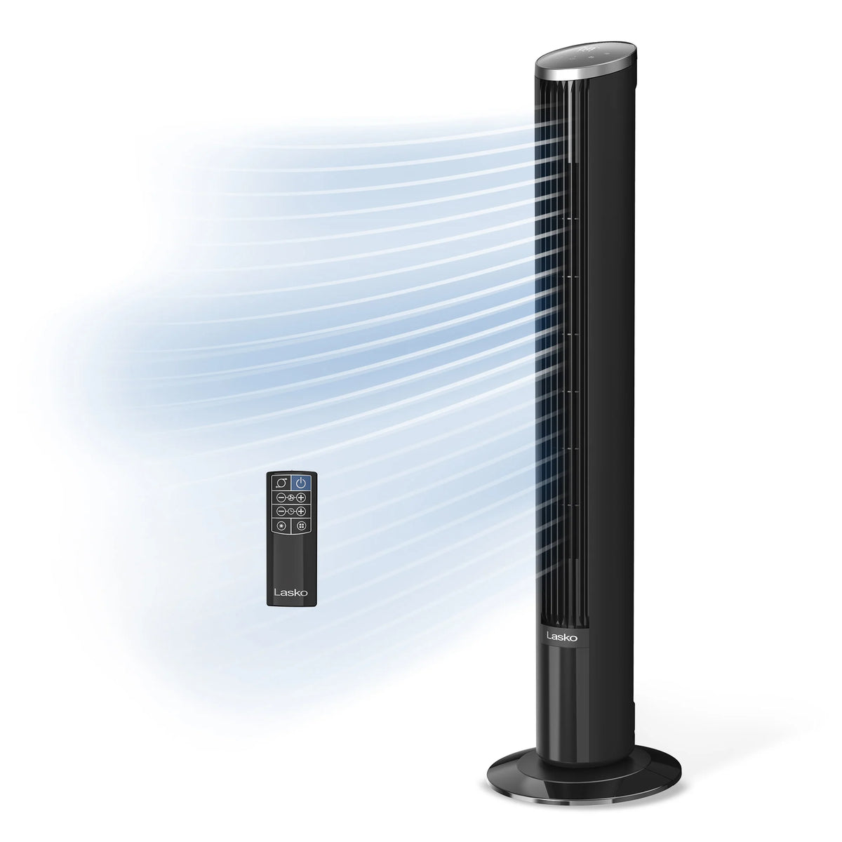 Lasko TDC42 WhisperForce™ DC 42" Tower Fan (12-speed, remote, black/silver)