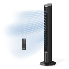 Lasko TDC42 WhisperForce™ DC 42" Tower Fan (12-speed, remote, black/silver)
