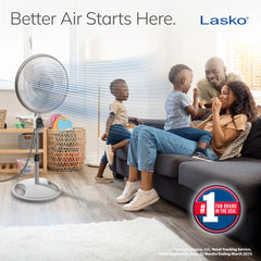 Lasko 16" 3-speed Pedestal Fan with Remote & Timer (white, model 1646)