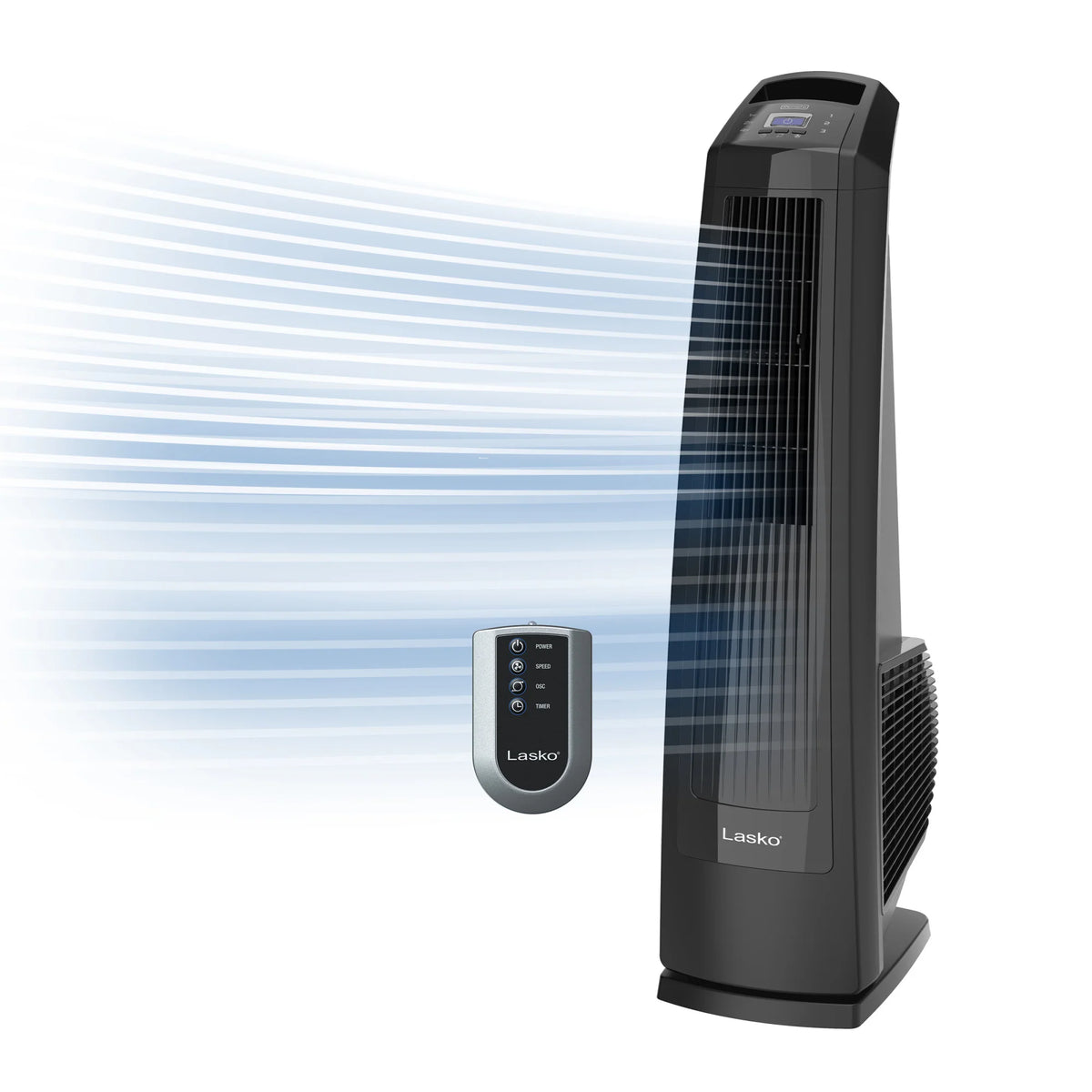 Lasko Oscillating High Velocity Fan with Remote Control, U35122, Black