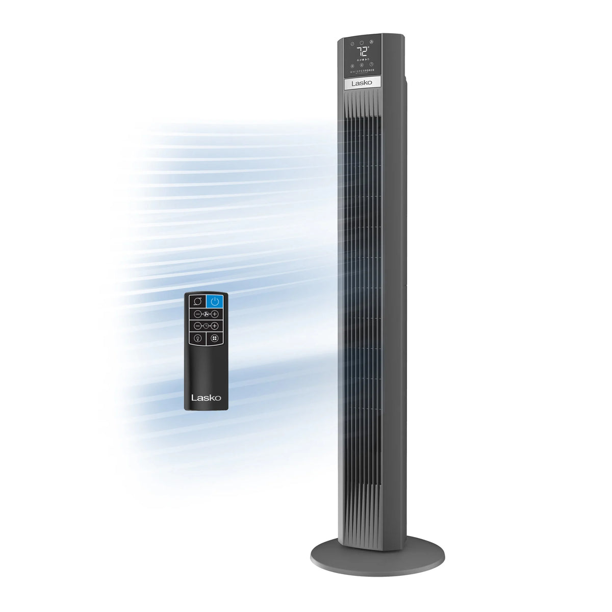 Lasko TDC48 WhisperForce™ DC 48" Tower Fan (12-speed, remote, gray)