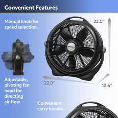 Lasko A20302 20" Wind Machine Air Circulator Floor Fan with 3 Speeds