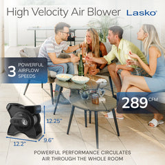 Lasko 12" Pivoting Pro High Velocity Utility Blower Fan with 3 Speeds, U12104, Gray