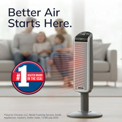 Lasko 1500W Electric Ceramic Pedestal Space Heater with Remote, 5397, Black