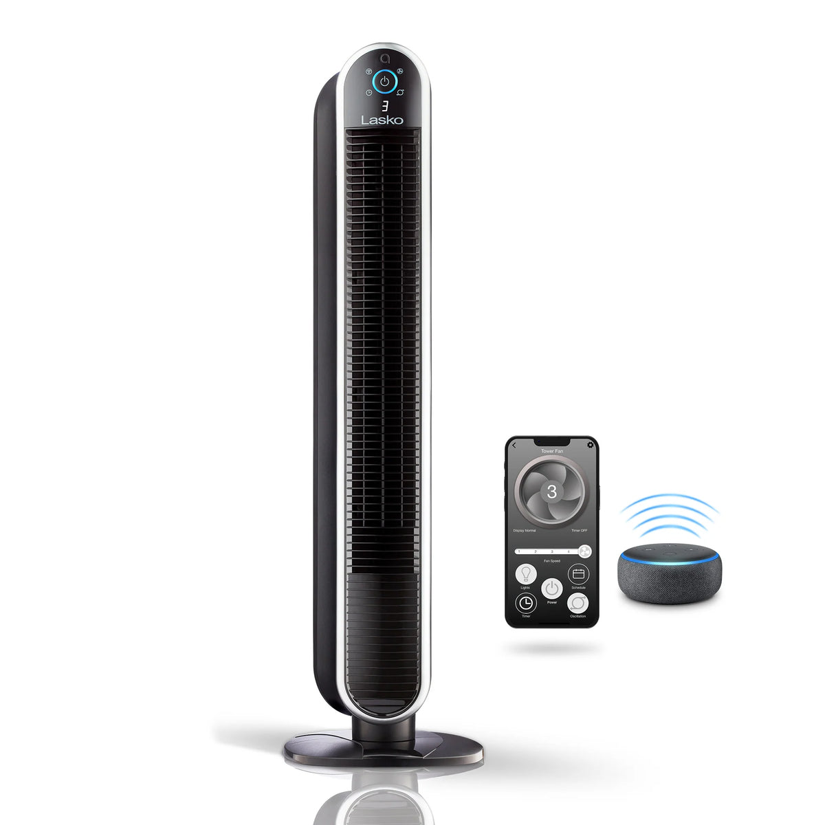 Lasko T407 Aria™ 40" Tower (5-speed, remote, timer, black)