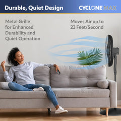 Lasko Cyclone® Max 18" 4-speed Pedestal Fan with Remote (black, model S18605)