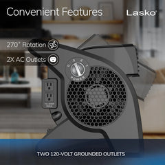 Lasko Pro Performance Pivoting High Velocity Utility Blower Fan with 3 Speeds, U15617, Black
