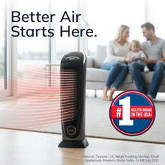 Lasko Electric Oscillating Ceramic Tower Space Heater with Remote Control, 751320, Black