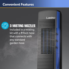 Lasko YF300 42" Misting Outdoor Tower Fan with 10-Foot Power Cord and 4 speeds