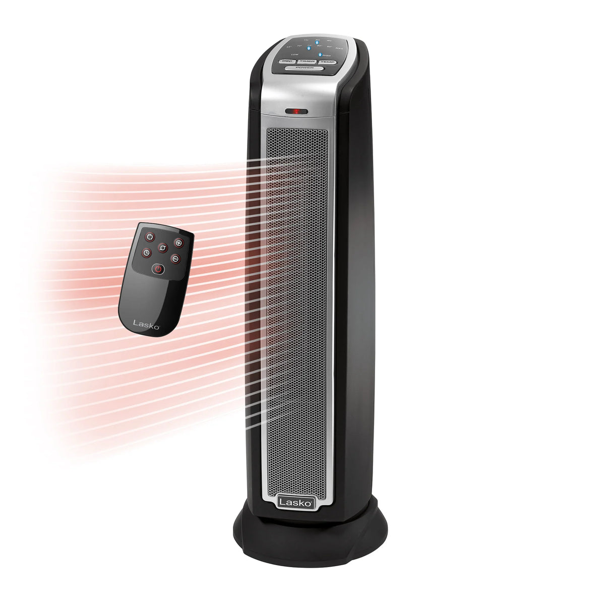 Lasko 1500W Electric Oscillating Ceramic Tower Space Heater with Remote, 5790, Black