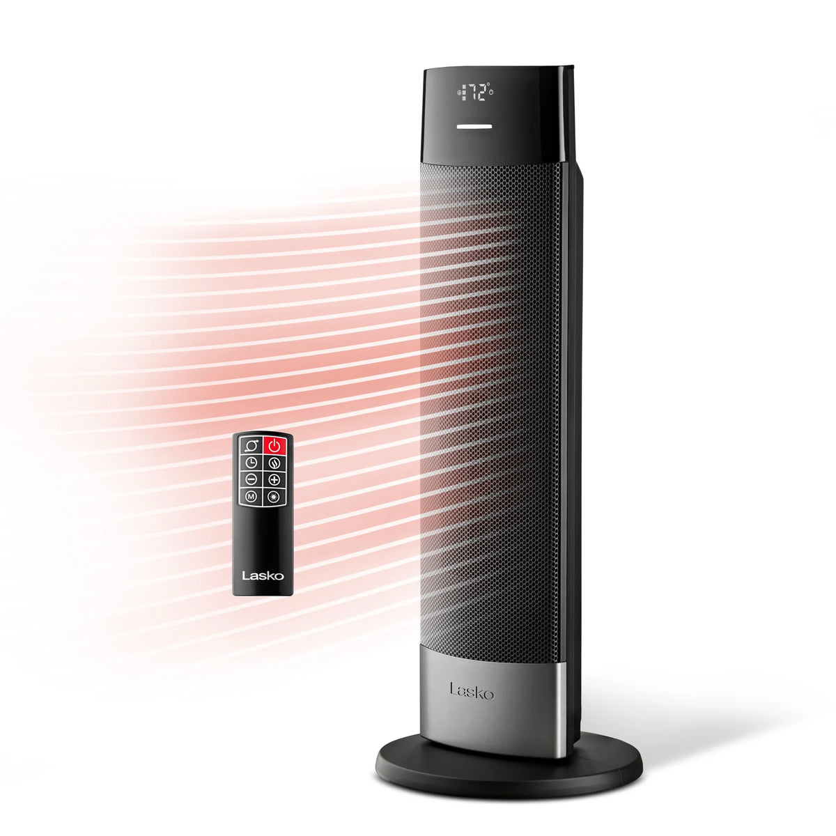 Lasko CT24950 Ellipse 24" Tower Space Heater with Remote Control, Black
