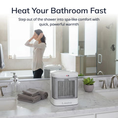 Lasko 1500W Bathroom Space Heater with ALCI Safety Plug and Timer, CD08200, White