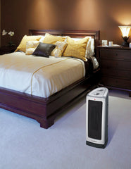 Lasko 1500W Electric Oscillating Ceramic Tower Space Heater with Thermostat, 5307, Silver
