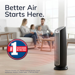 Lasko 1500W Electric Oscillating Ceramic Tower Space Heater with Remote, 5790, Black