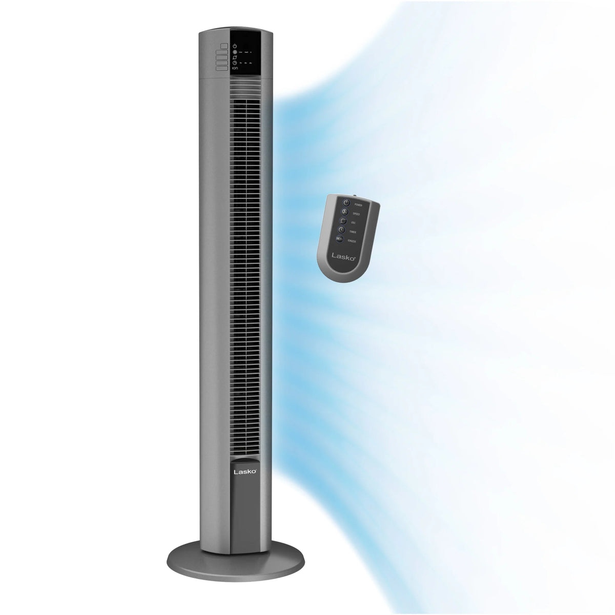 Lasko 48" Oscillating Tower Fan with Fresh Air Ionizer and Remote Control, T48310, Gray