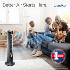 Lasko 42" Wind Curve Oscillating Tower Fan with Nighttime Setting and Remote, T42951, Silver