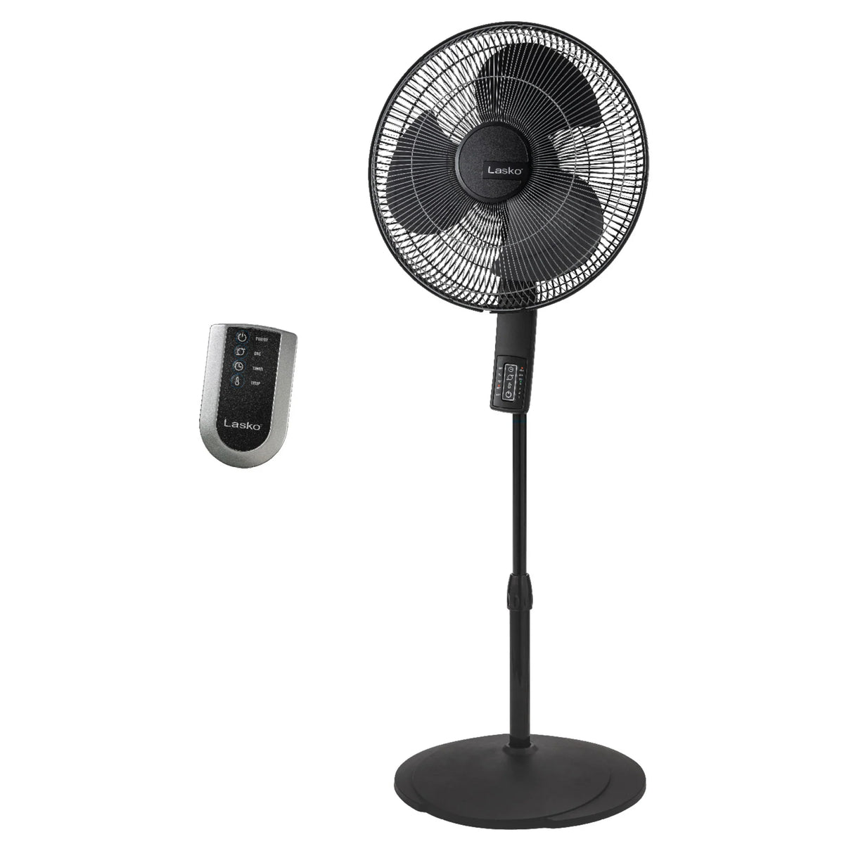 Lasko 16" 4-speed Pedestal Fan with Remote & Timer (black, model S16612)